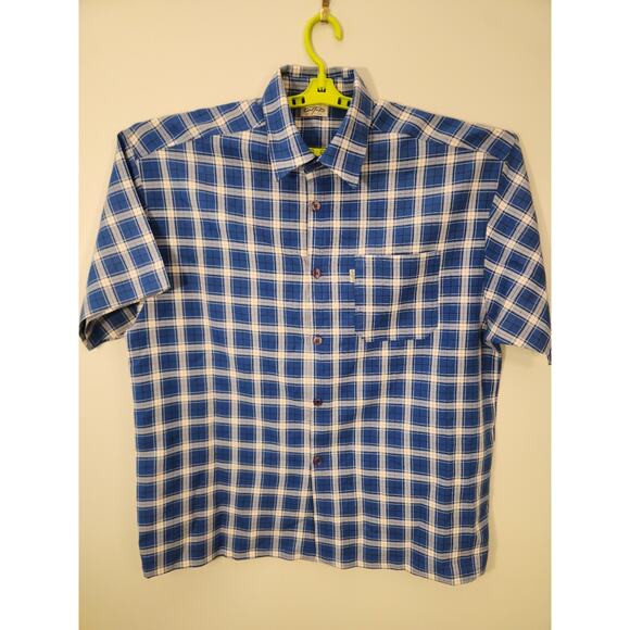 CalTop Shirt Mens 3XL Blue Plaid Short Sleeve Preppy Vacation Made In USA Vtg - Picture 3 of 9